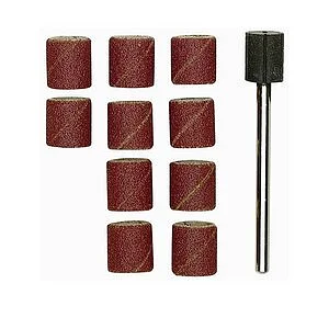 SET 10 CYLINDERS 10MM ABRASIVE + SHAFT PROXXON