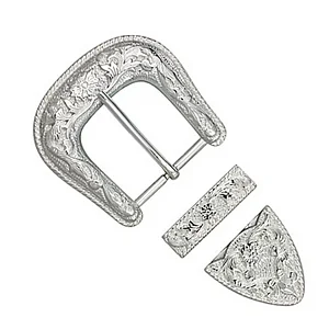 SET FIBBIA FLOREALE - COL. ARGENTO 38 MM