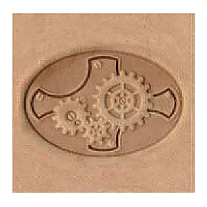 LEATHER 3D STAMP - OVAL GEARS