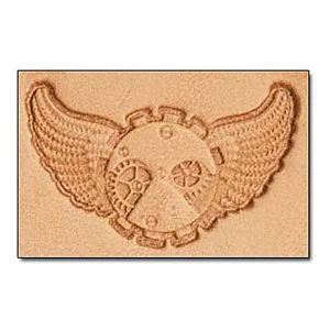 LEATHER 3D STAMP - GEAR WITH WINGS