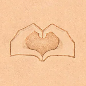 LEATHER 3D STAMP LOVE HANDS