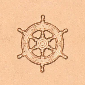 LEATHER 3D STAMP SHIP WHEEL