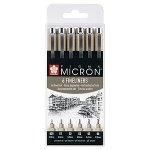 PIGMA MICRON 6 FINELINERS NERO