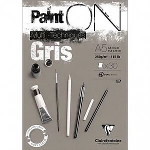 BLOCCHI DA DISEGNO CLAIREFONTAINE PAINT ON GRIGIO