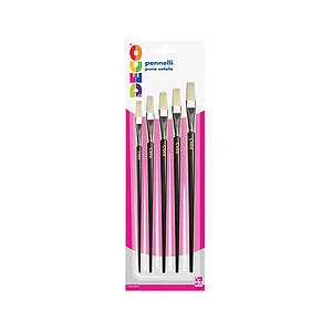 SET 5 PENNELLI PIATTI PURA SETOLA N. 0 - 2 - 4 - 6 - 8