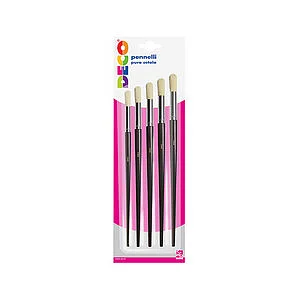 SET 5 PENNELLI TONDI PURA SETOLA N. 0 - 2 - 4 - 6 - 8