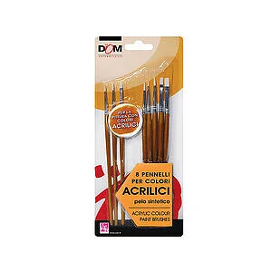 SET 8 PENNELLI PER ACRILICI MISURE E PUNTE ASSORTITE