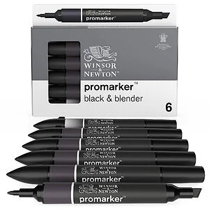 WINSOR & NEWTON PROMARKER - SET 5 NERO + BLENDER